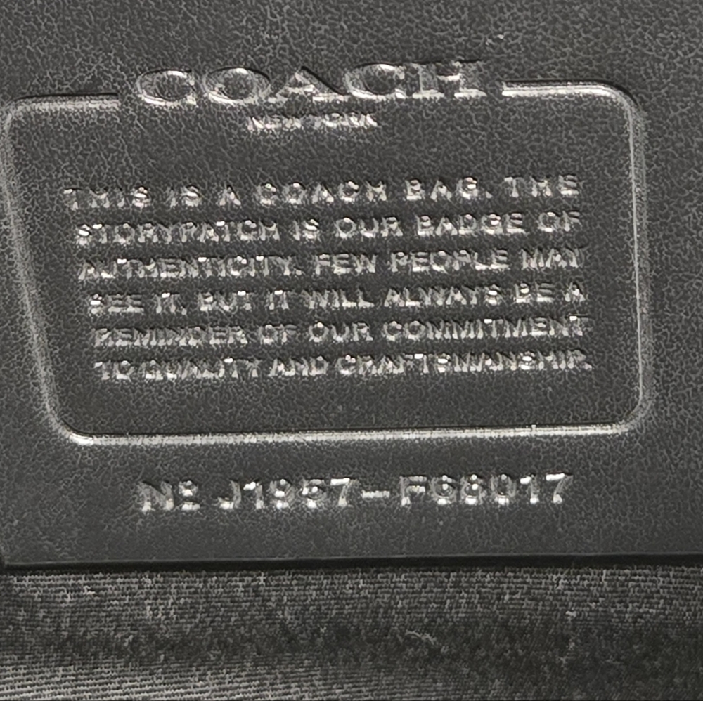 COACH Houston Map Bag Messenger Front Flap Black Pebbled‎ Leather Crossbody Bag - Picture 10 of 14